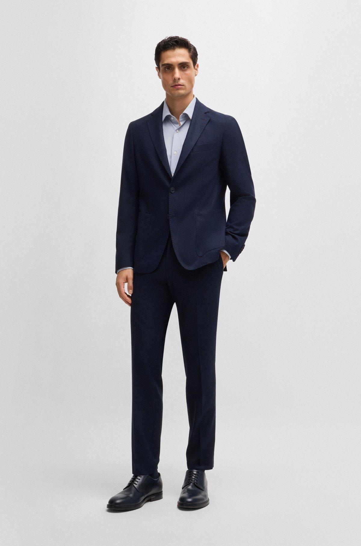 Regular-fit shirt in structured performance-stretch fabric Product Image
