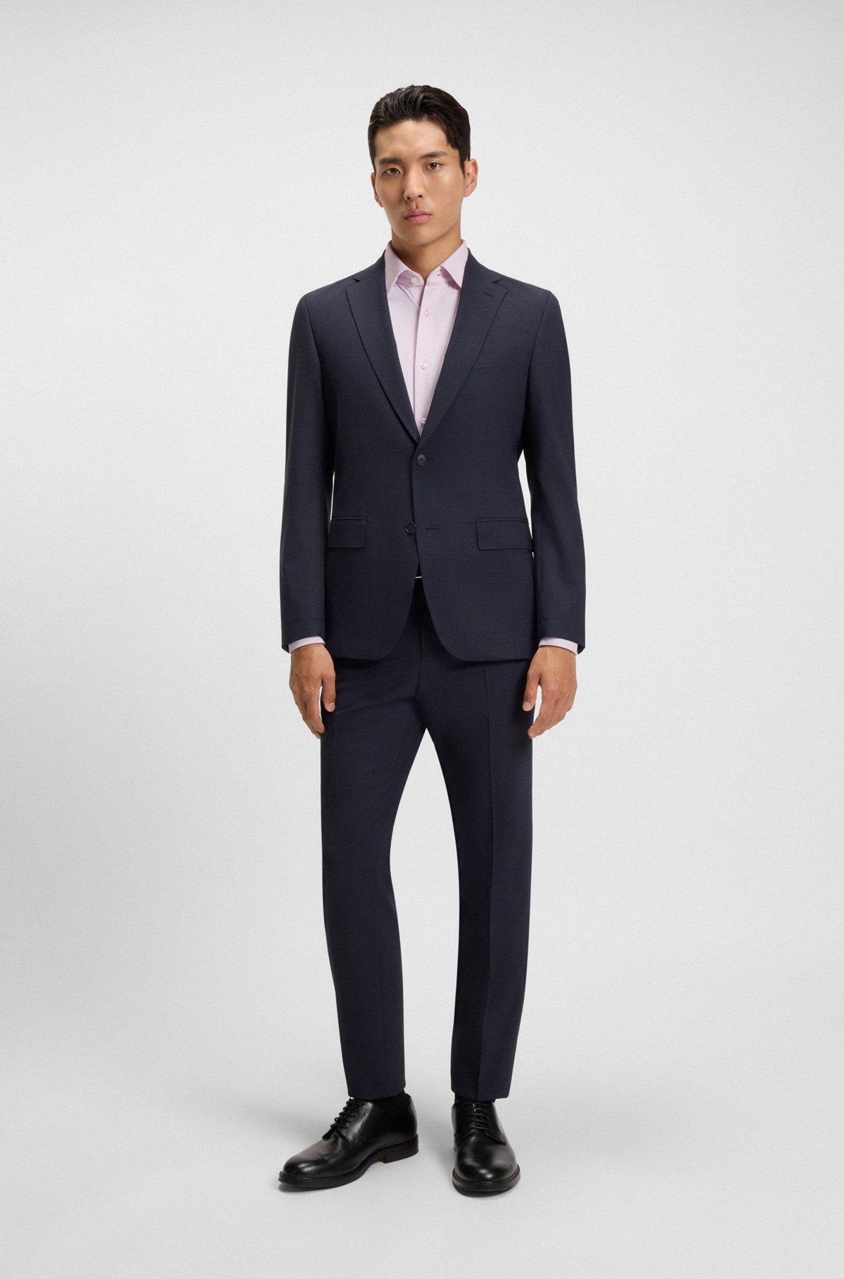 BOSS - Slim-fit shirt in performance-stretch structured fabric - light pink Product Image