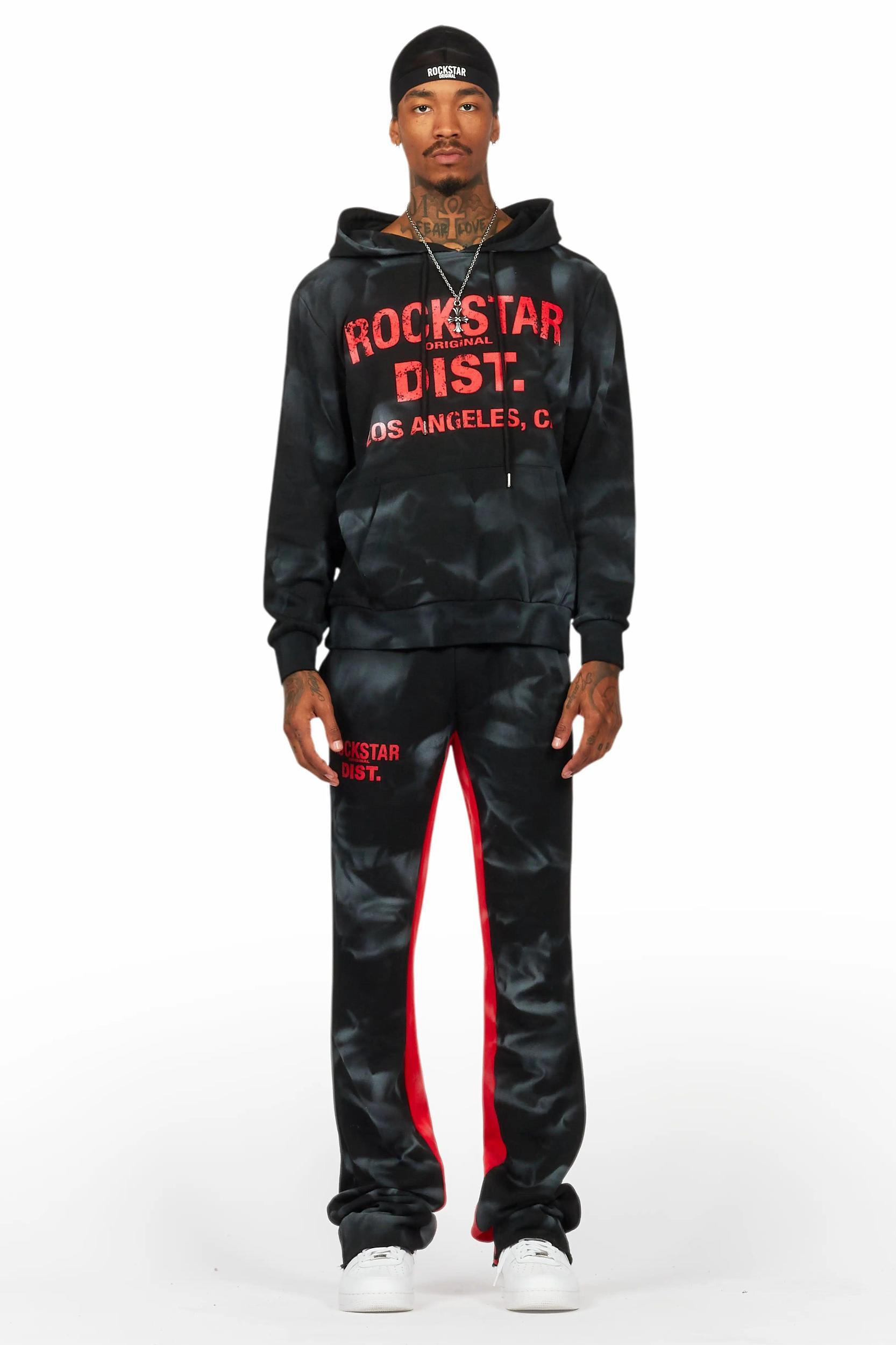 Nelly Black/Red Hoodie/Baggy Track Pant Set Male Product Image