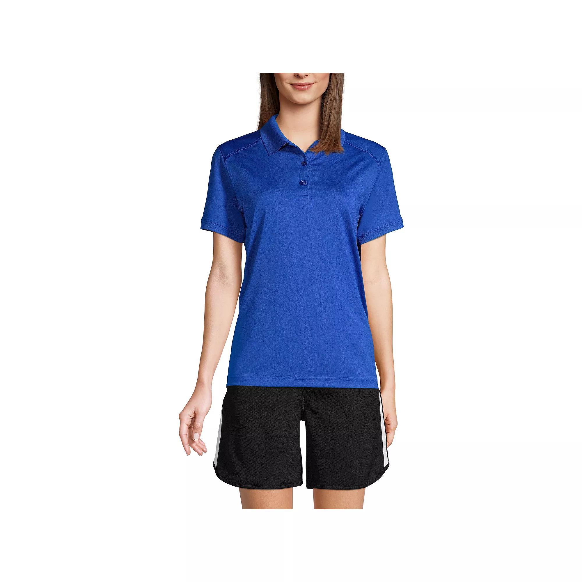 Women's Lands' End Short Sleeve Rapid Dry Polo Shirt, Size: Large, Blue Product Image