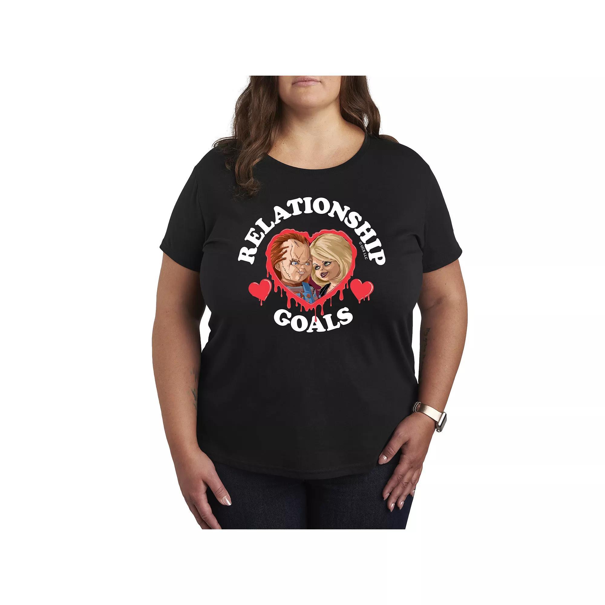 Plus Size Chucky Relationship Goals Graphic Tee, Women's, Size: 4XL, Black Product Image