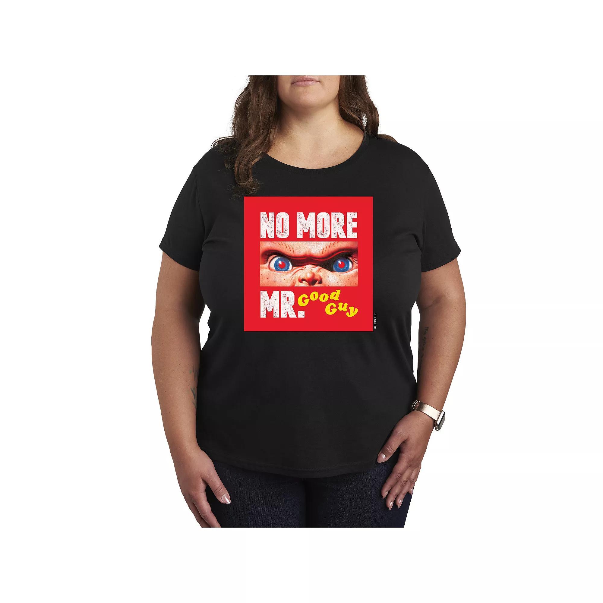 Plus Size Chucky No More Mr. Good Guy Graphic Tee, Womens Blue Product Image