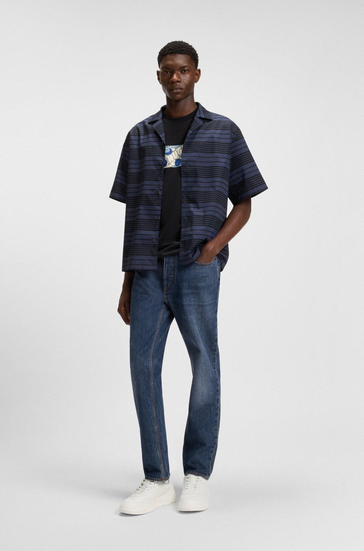 HUGO - Regular-fit jeans in faded dark-blue denim - Dark Blue Product Image