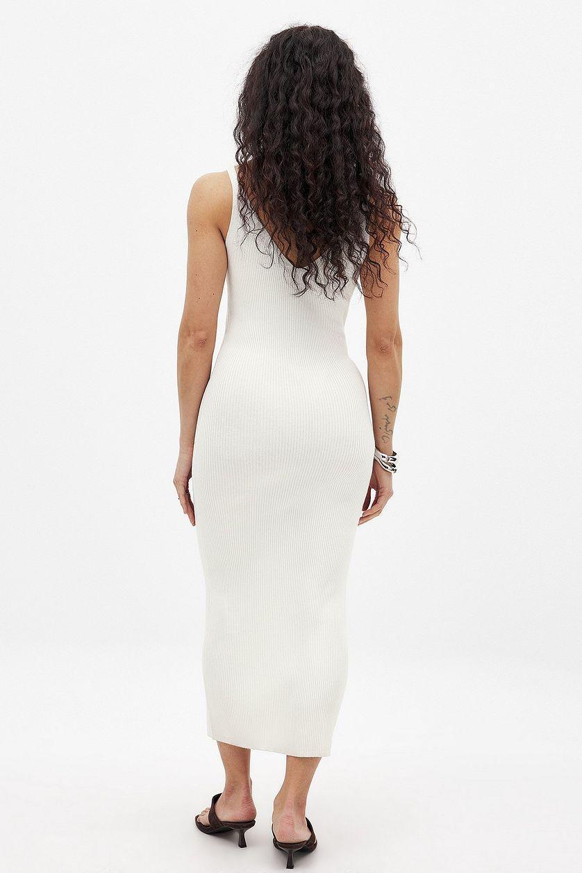 Ribbed Knitted Deep Back Dress Product Image