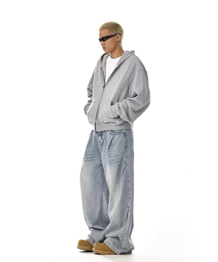 RT No. 12059 WASHED BLUE RELAX STRAIGHT DENIM JEANS Product Image