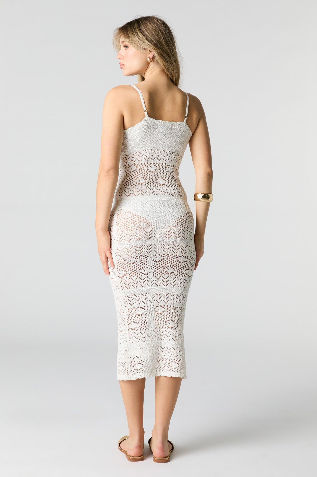 Crochet Knit Midi Dress Female Product Image