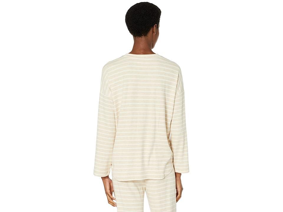 Madewell MWL Breeze Henley Shirttail Tee In Stripe (Heather Clay) Women's Clothing Product Image