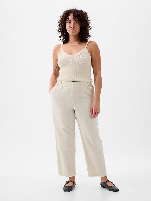 High Rise Linen-Cotton Pull-On Pants Product Image