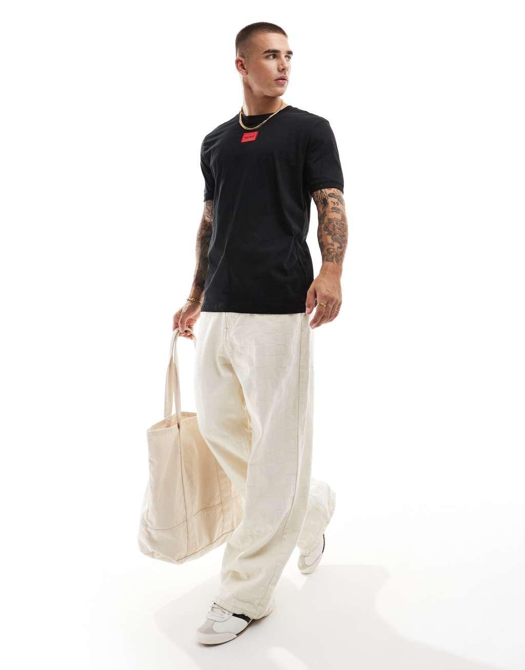 Hugo Diragolino box logo t-shirt in black Product Image