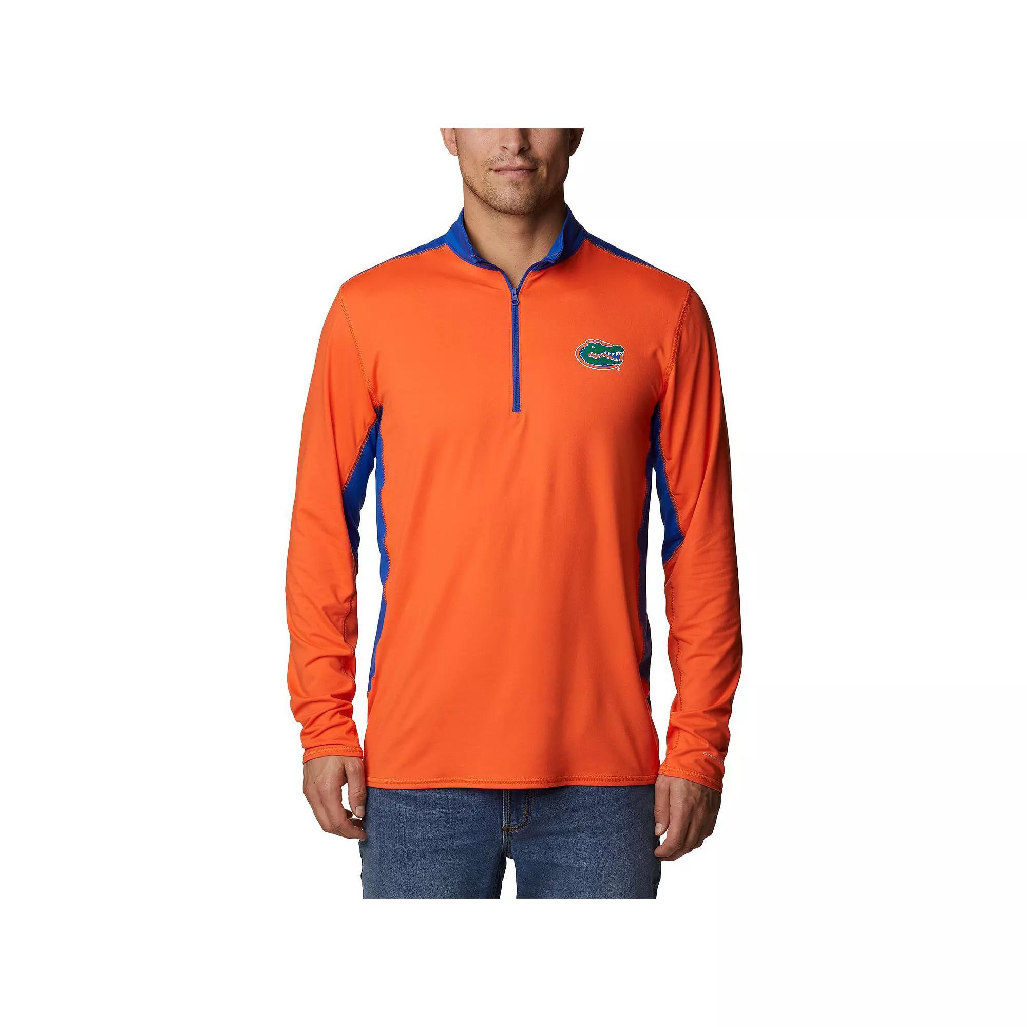 Men's Columbia Orange Florida Gators Tech Trail™ Omni-Shade Quarter-Zip Top, Size: Large Product Image