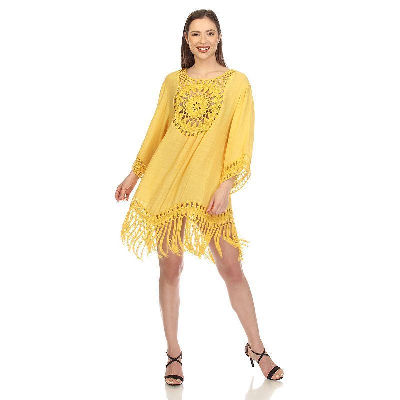 Crocheted Fringed Trim Dress Cover Up Product Image