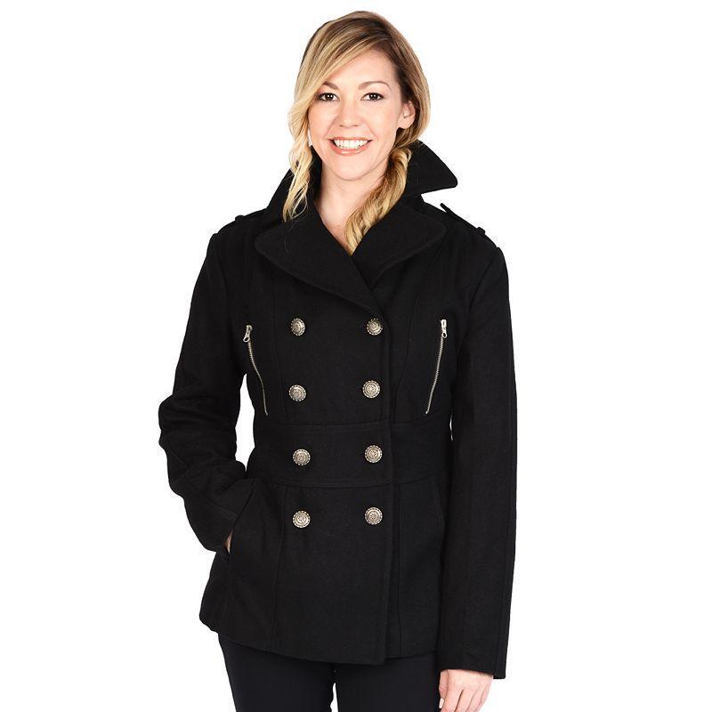 Womens Excelled Military Wool Blend Peacoat Product Image