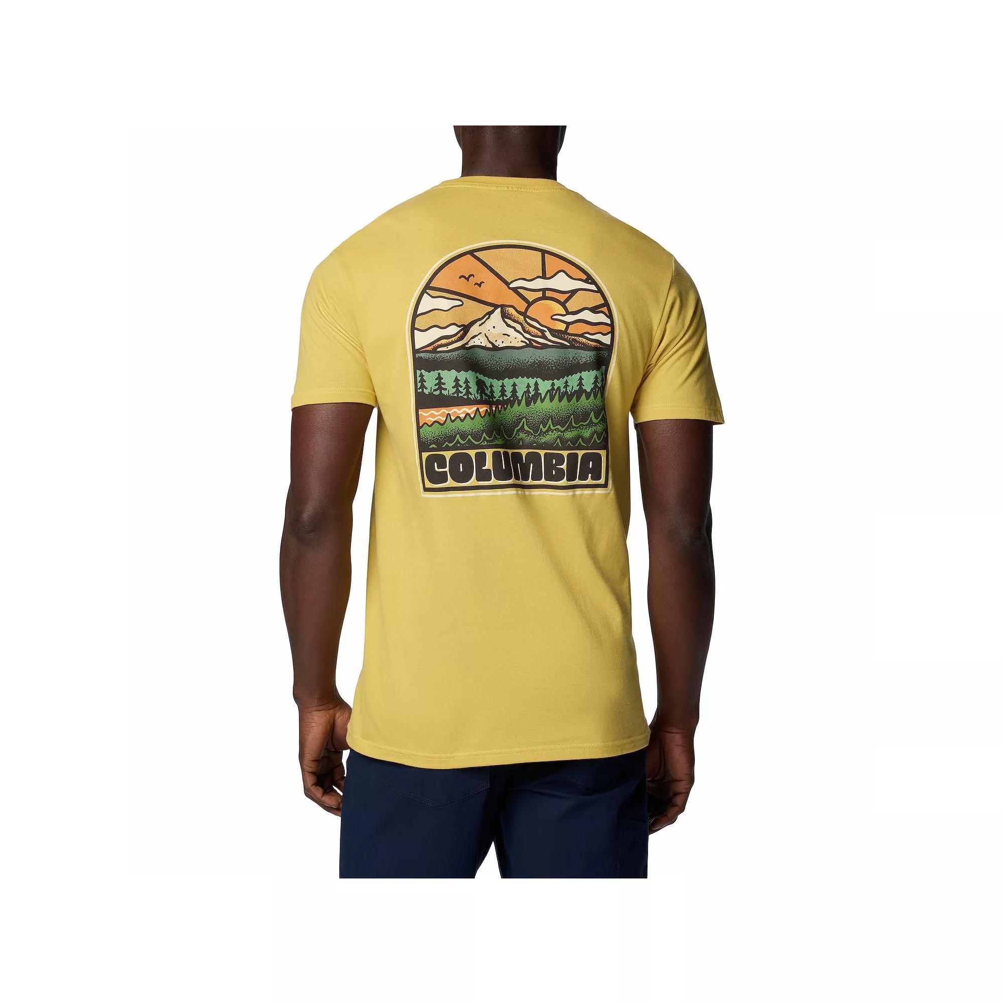 Men's Columbia Outdoor Gear Short Sleeve Graphic Tee, Size: Small, Yellow Product Image