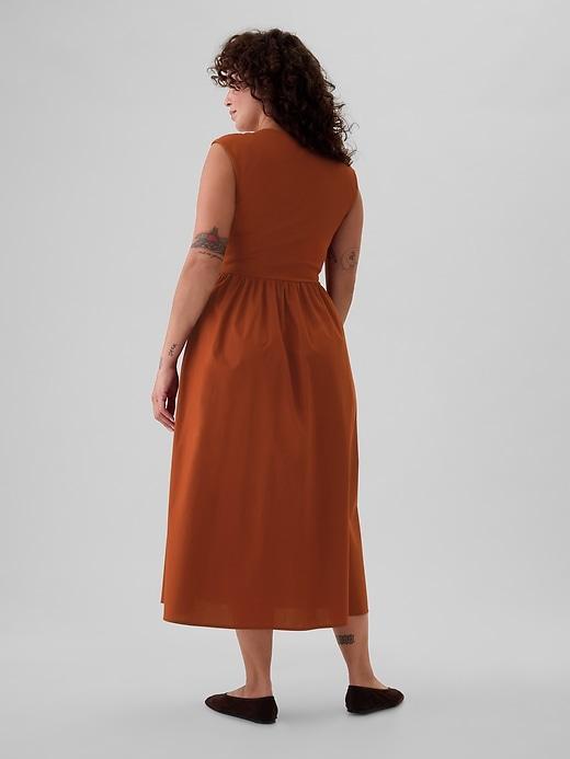 Drop-Waist Mixed Media Midi Dress Product Image
