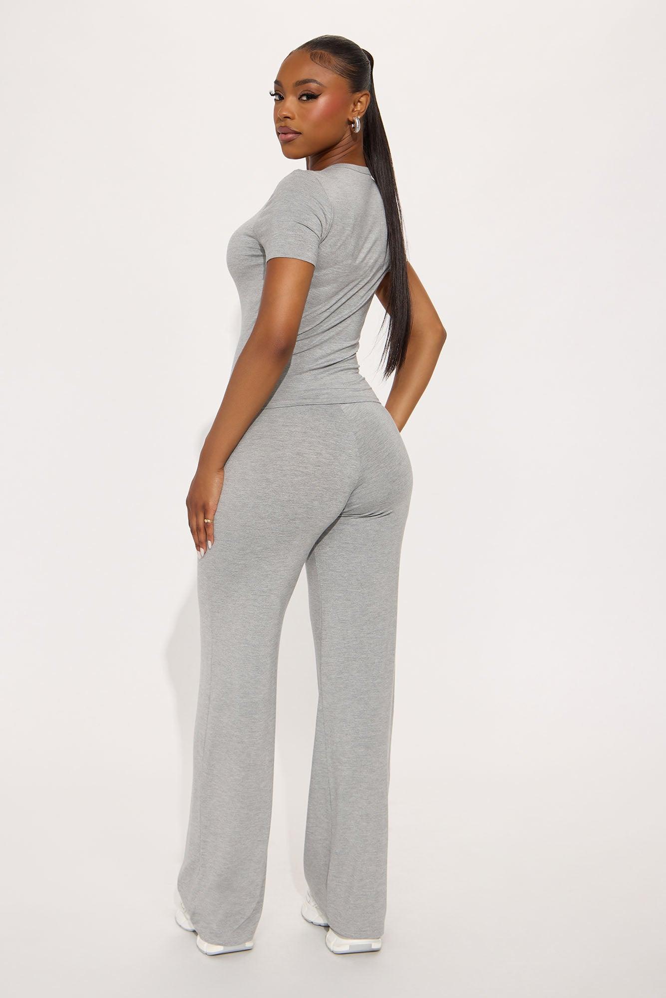 In My Best Mood Low Rise Pant Set - Heather Grey Product Image