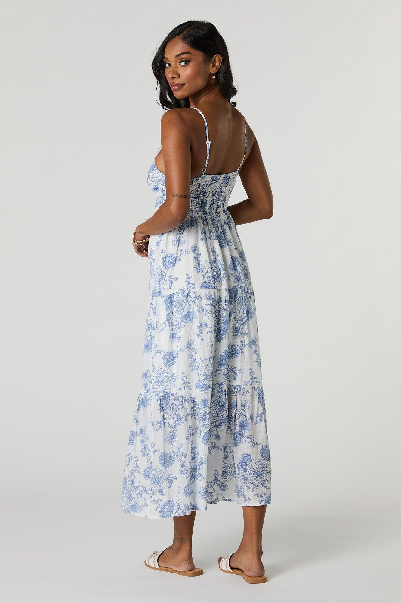 Button Front Tiered Midi Dress Female Product Image