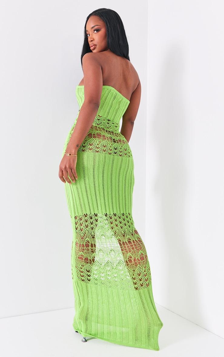 Shape Lime Knit Sheer Panel Bandeau Maxi Dress Product Image