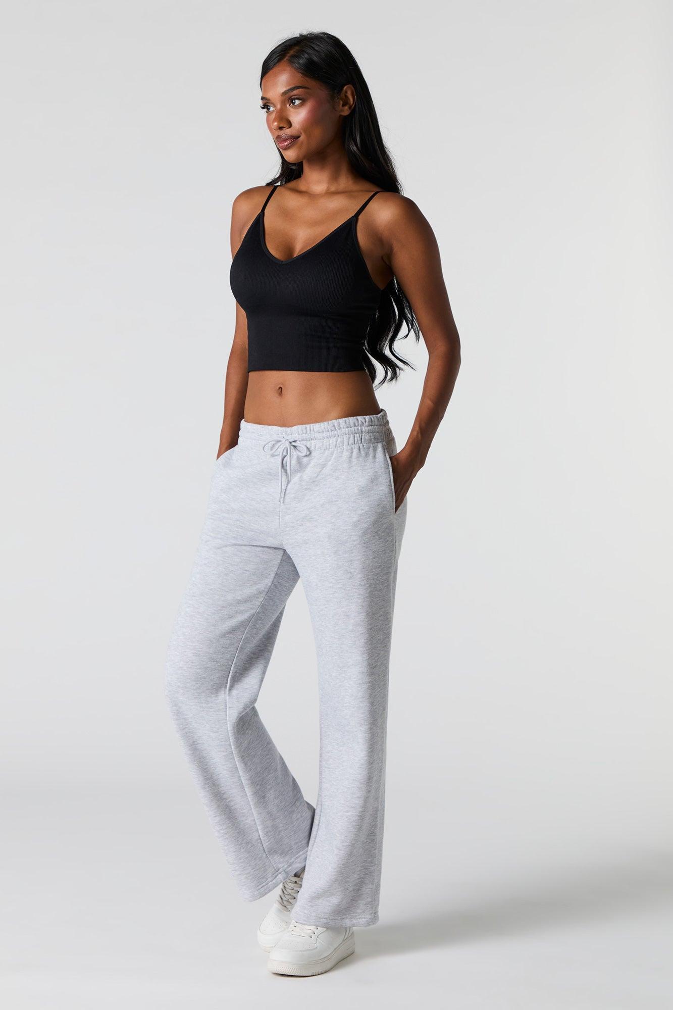 Seamless Ribbed V-Neck Cami with Built-In Bra Cups Female Product Image