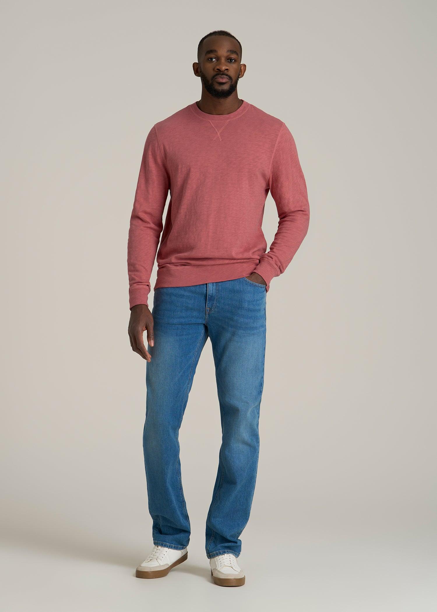 Sunwashed Slub Crewneck for Tall Men in Dusty Cedar Product Image