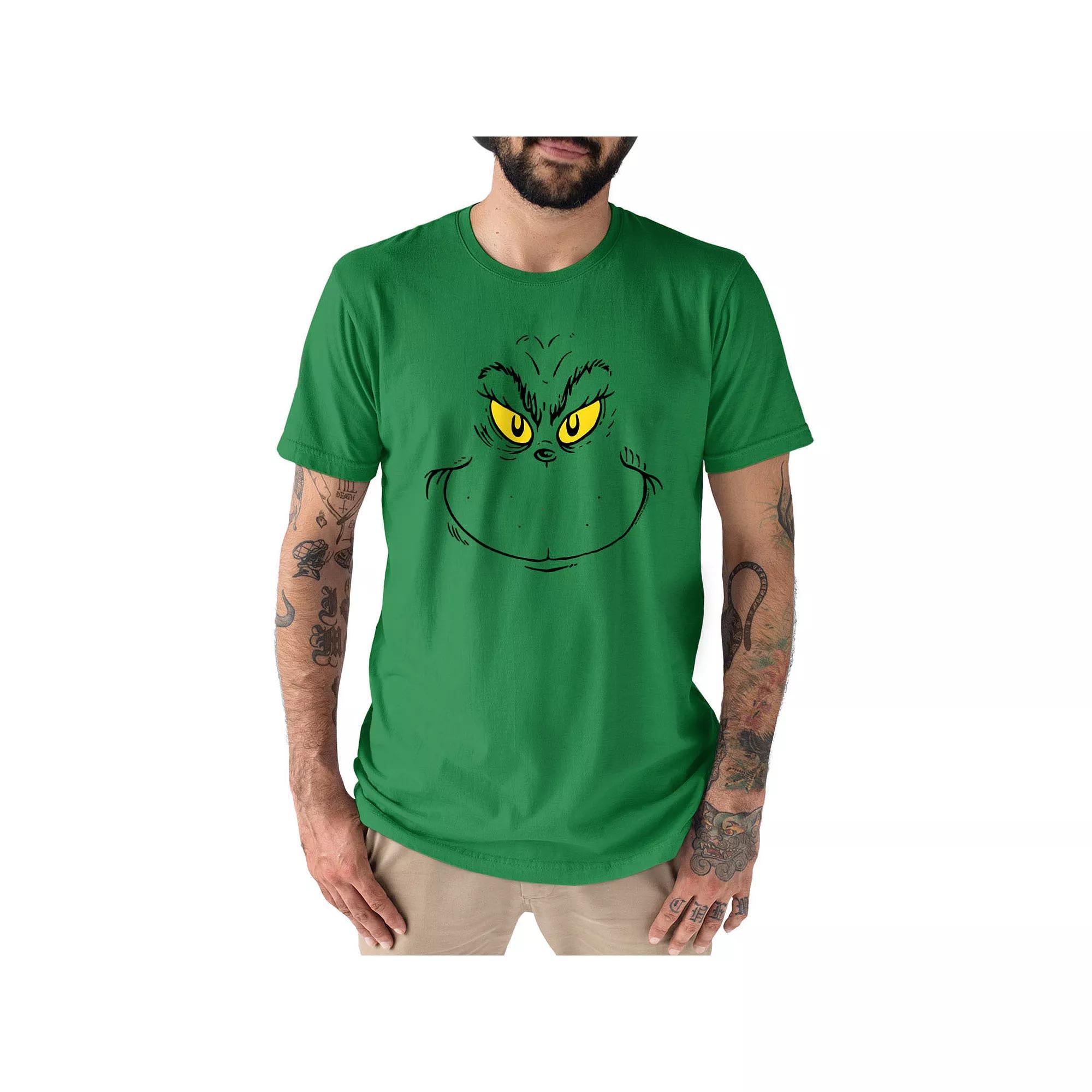 Men's Dr. Seuss The Grinch Face Tee, Size: Medium, Green Product Image