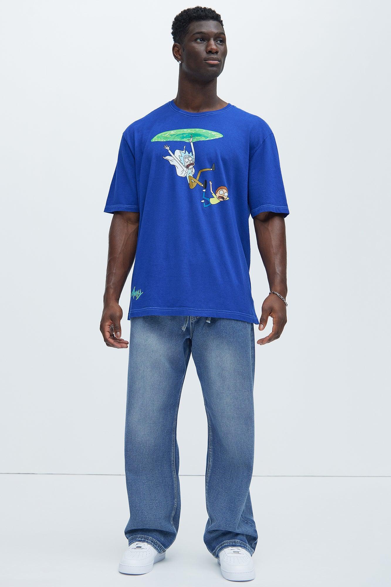 Rick And Morty Dropping In Short Sleeve Tee - Blue Product Image