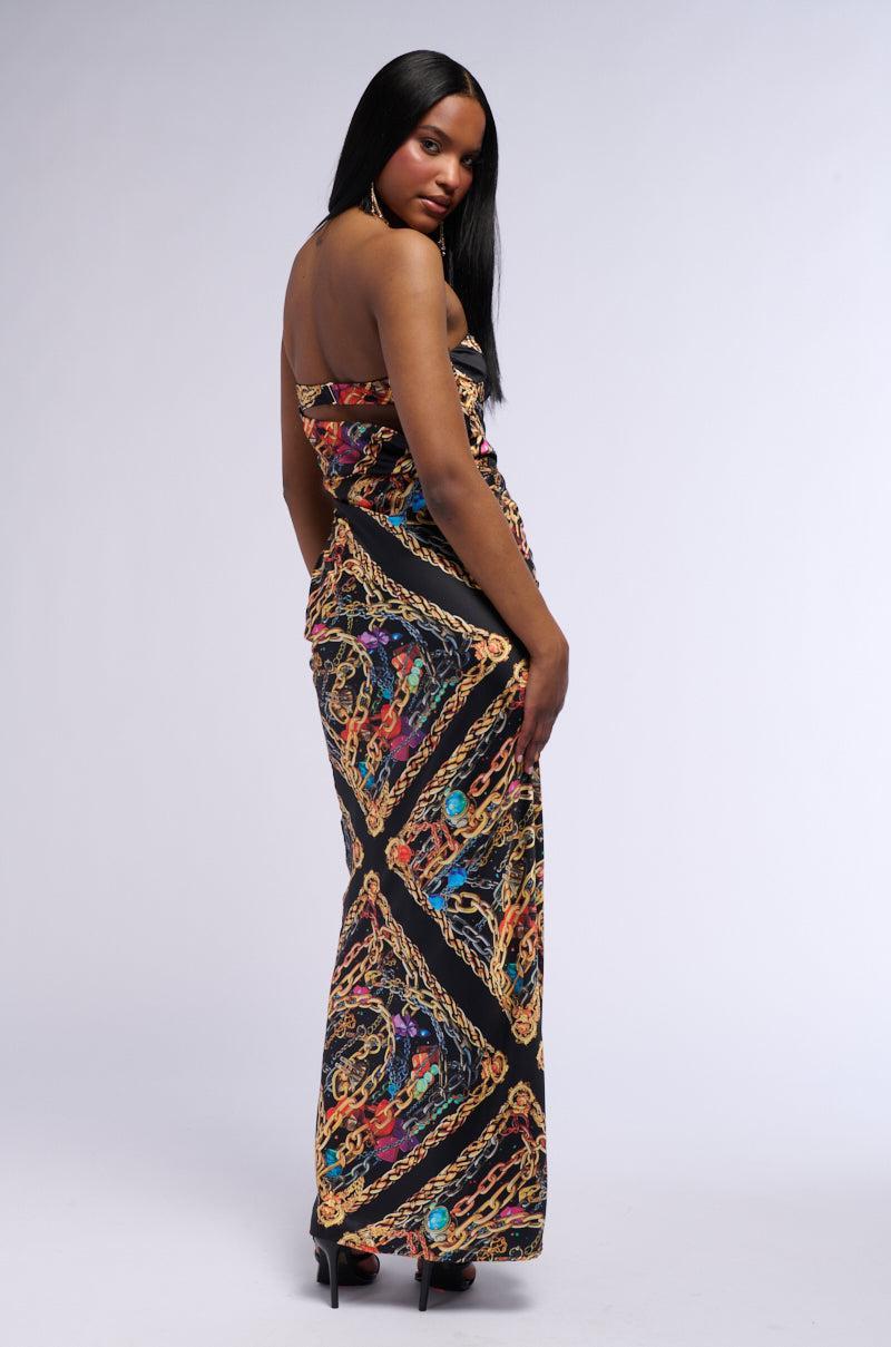 CHAINMAIL SATIN MAXI DRESS Product Image