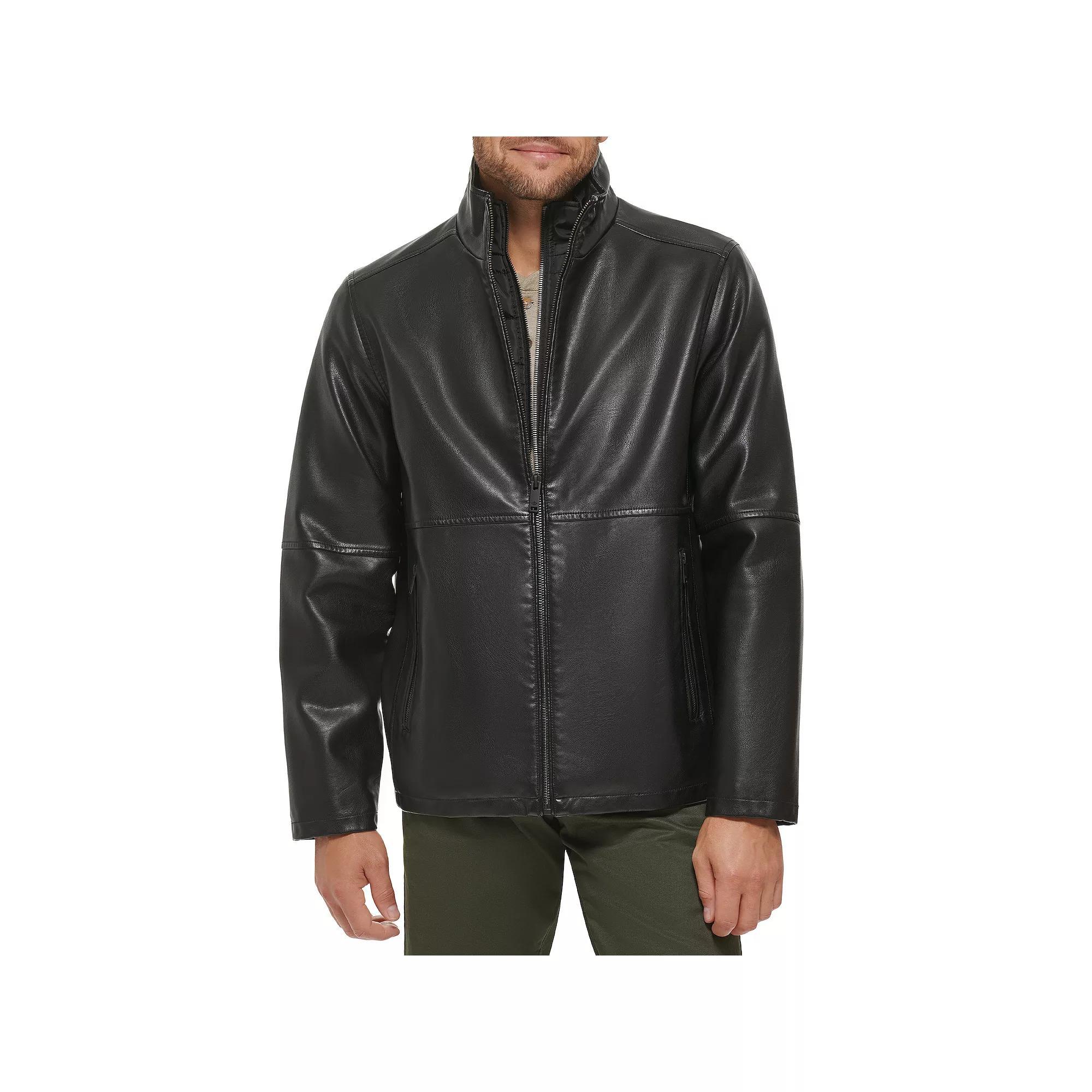 Men's Dockers Faux Leather Jacket with Quilted Bib, Size: Large, Black Product Image