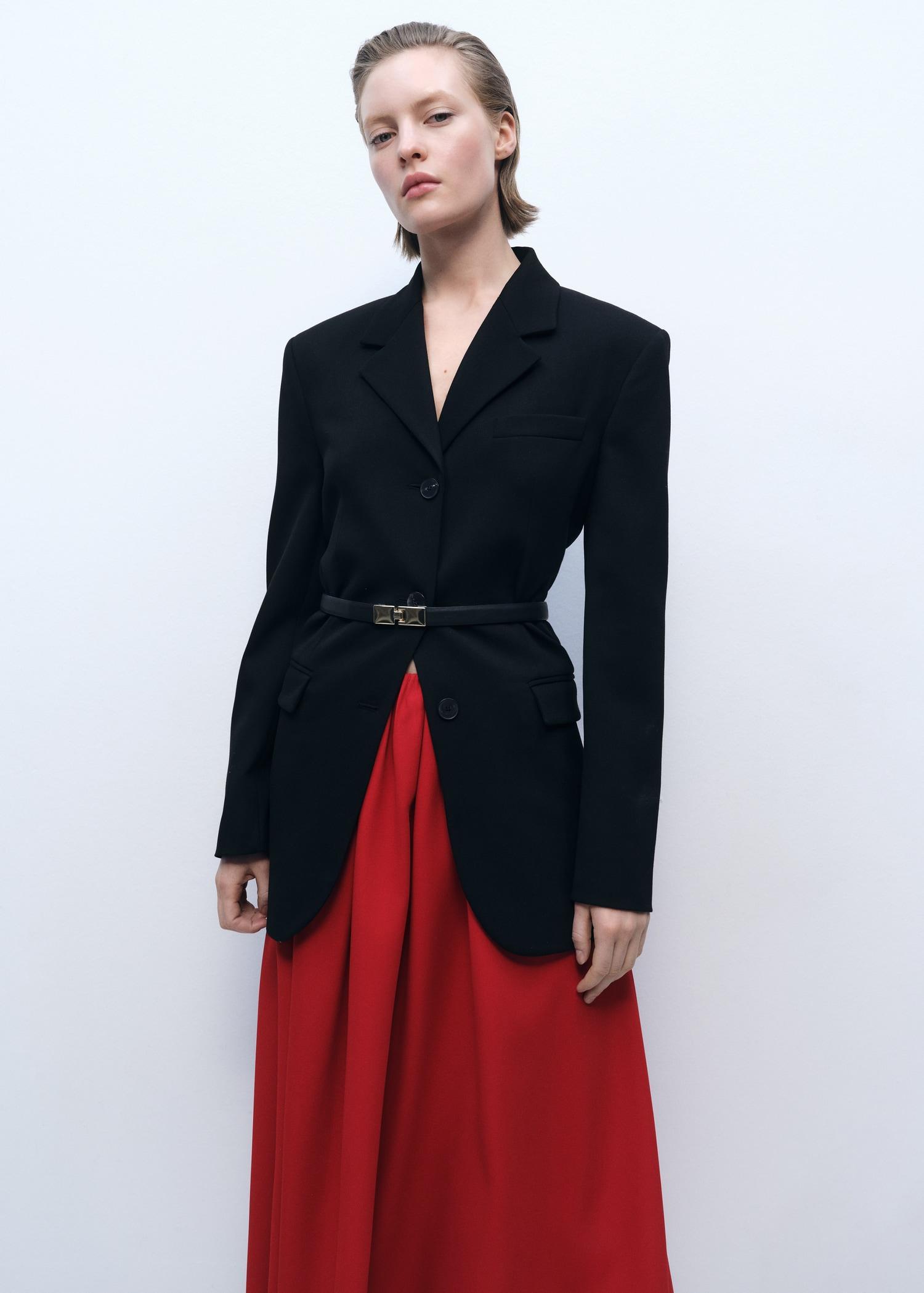 Long skirt with gathered waist - Women | MANGO USA Product Image