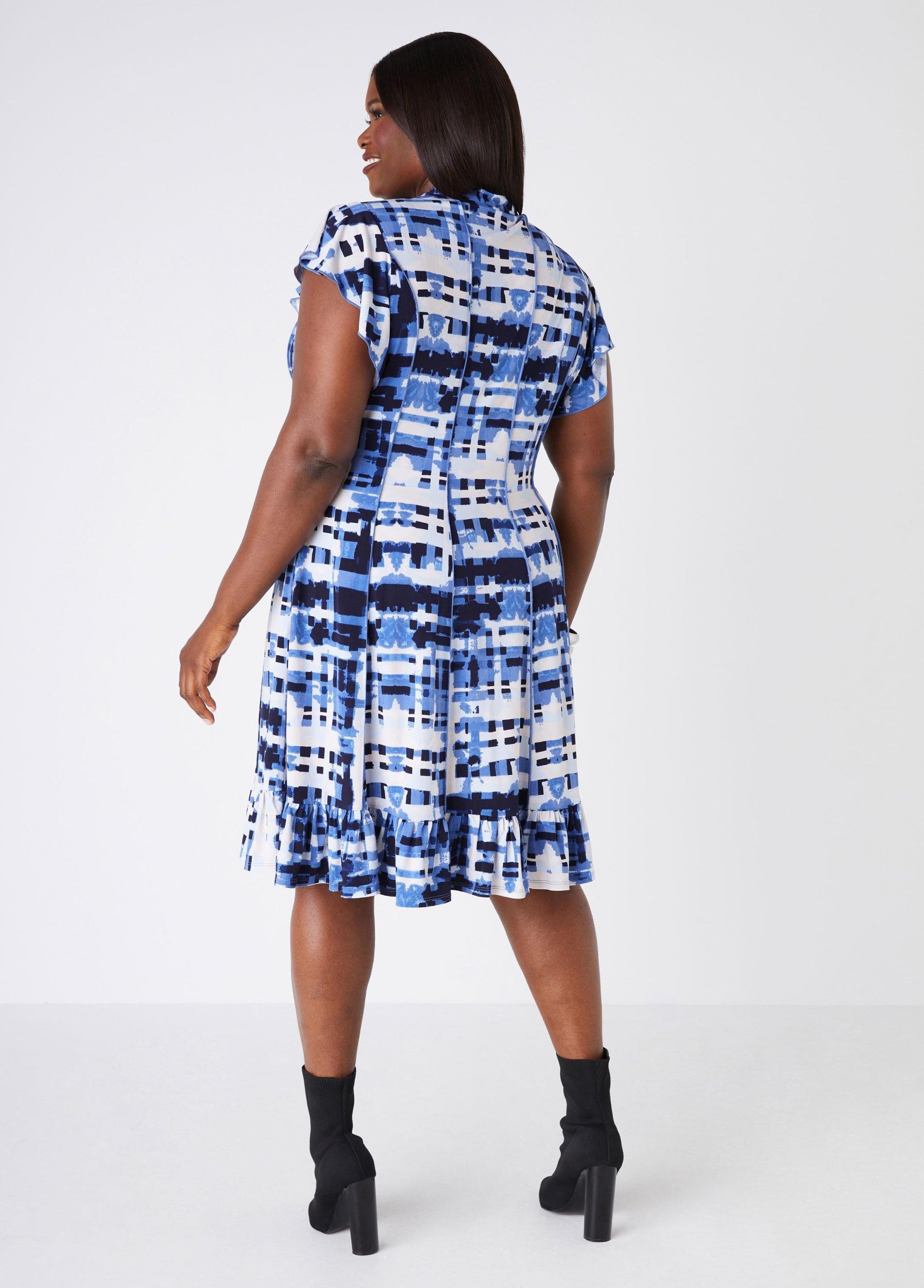 Ruffled Printed Knit Dress Product Image