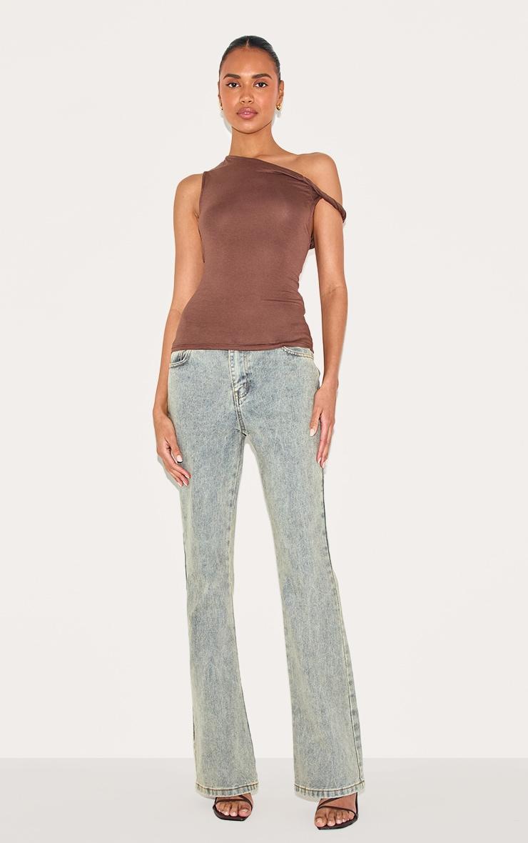 Mocha Soft Cotton Twist Detail Long Vest Top Product Image