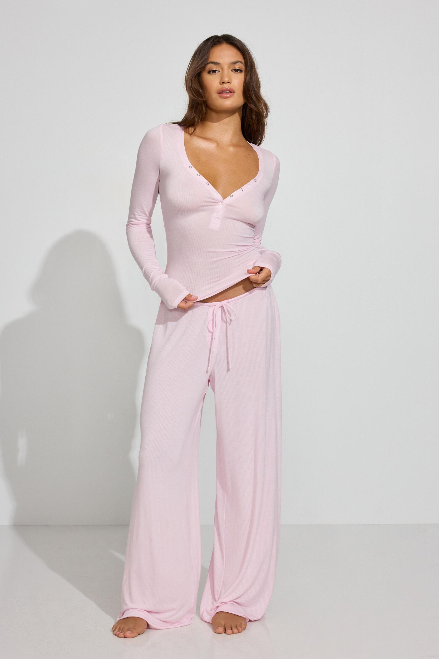 Sheer Ribbed Slouchy Pants Product Image