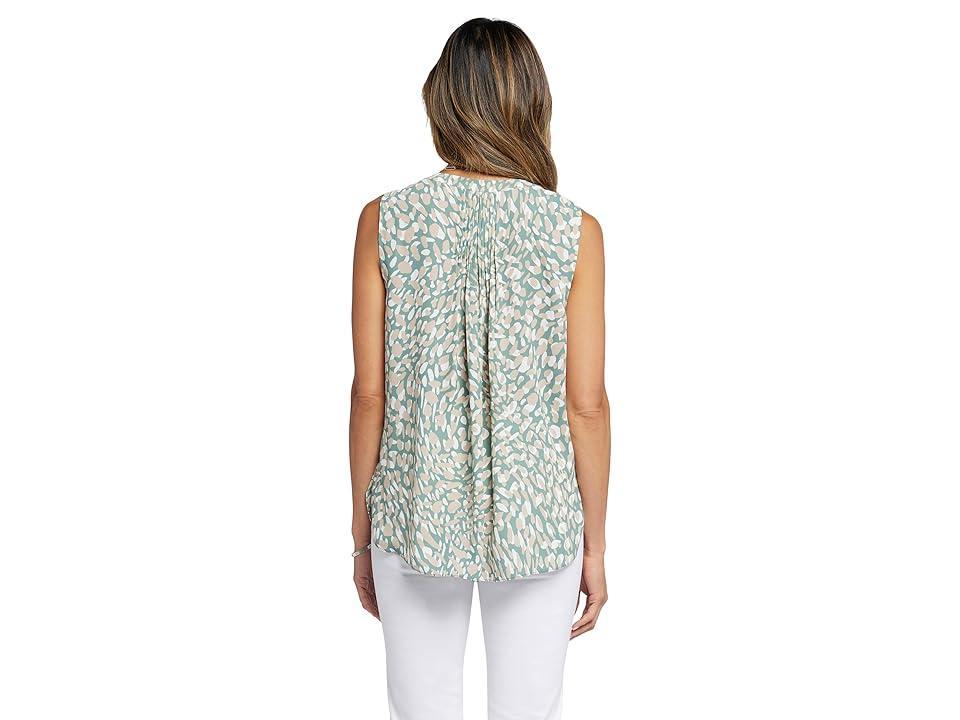 NYDJ Petite Sleeveless Pintuck Blouse (Endless Sea) Women's Clothing Product Image