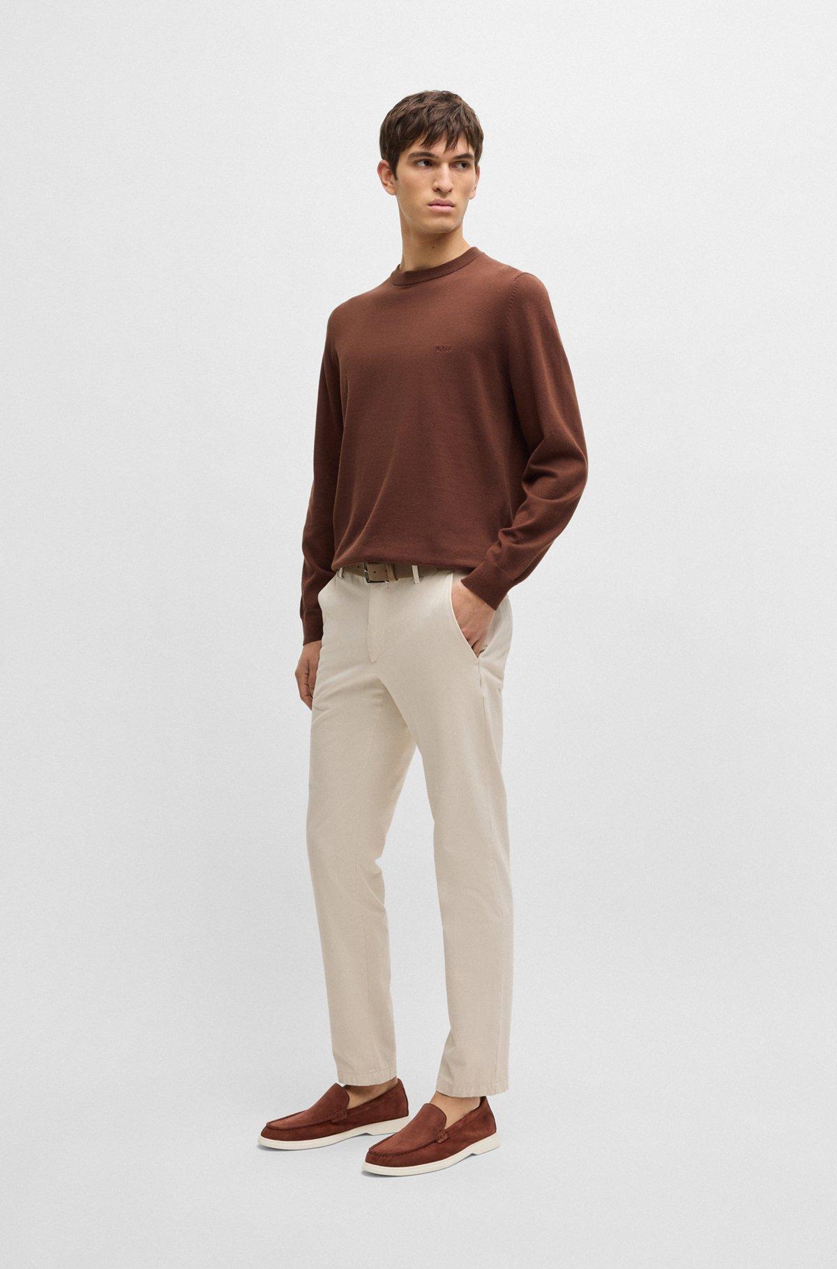 BOSS - Slim-fit trousers in stretch cotton - White Product Image