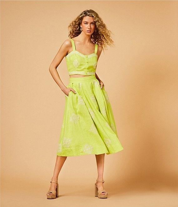 A Loves A Woven Embroidered Sleeveless Tank Strap Sweetheart Neckline Cropped Coordinating Bralette Top Product Image