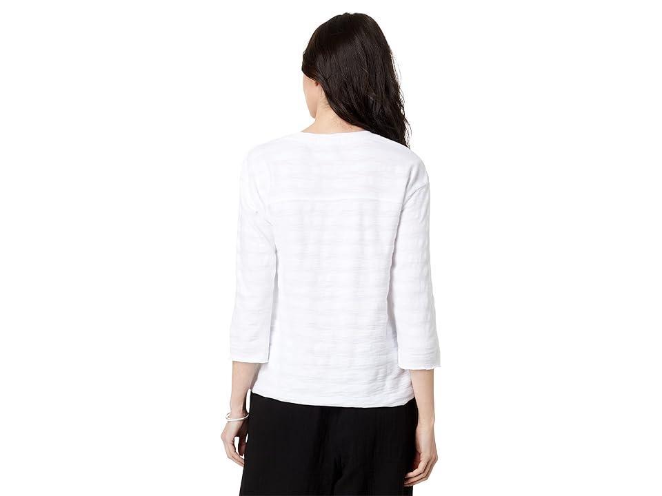 Mod-o-doc Shadow Stripe French Terry 3/4 Sleeve V-Neck Hi-Low Top Women's Clothing Product Image