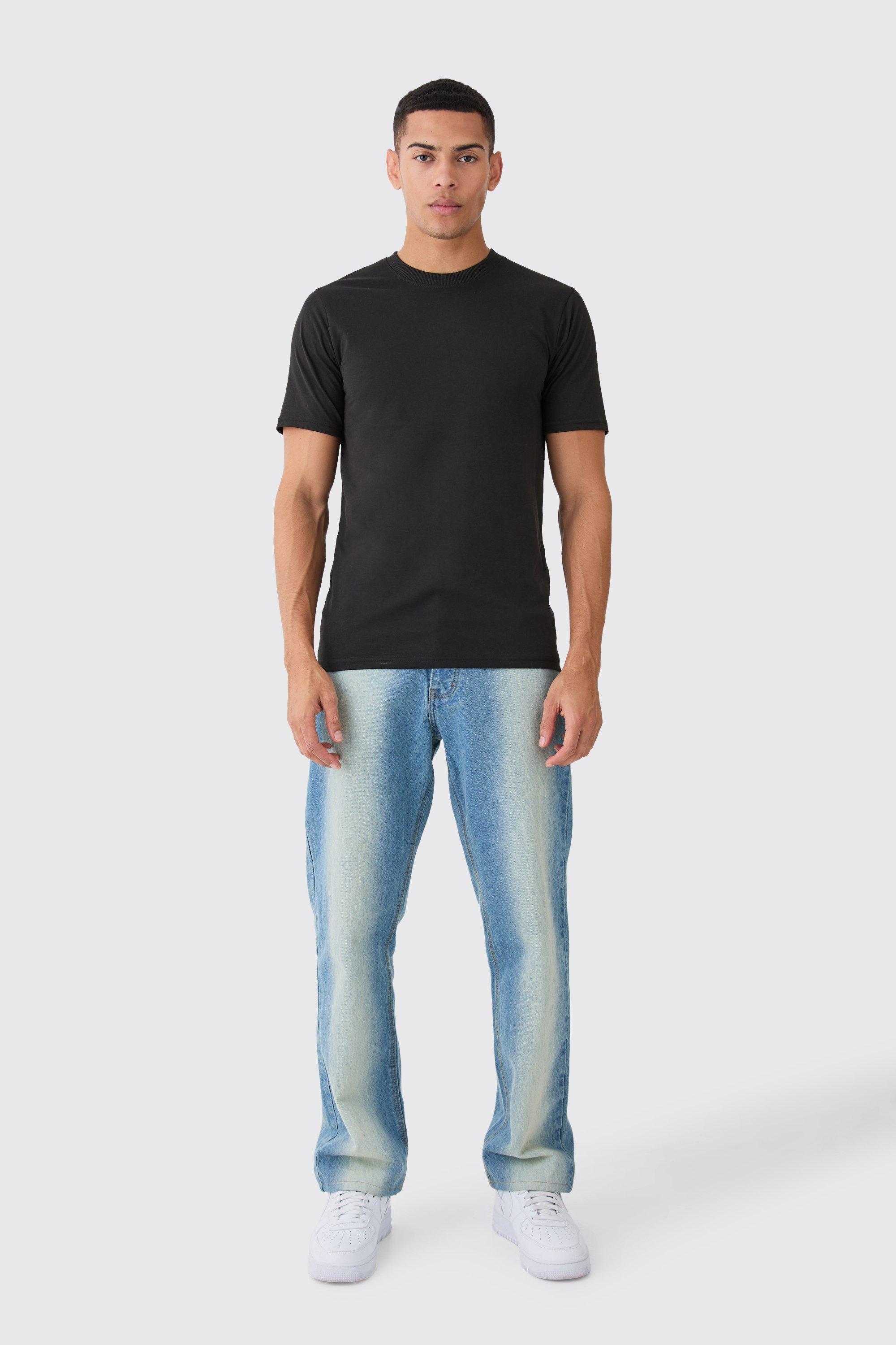 Mens Regular Fit Basic Crew Neck T Shirt - Black Product Image