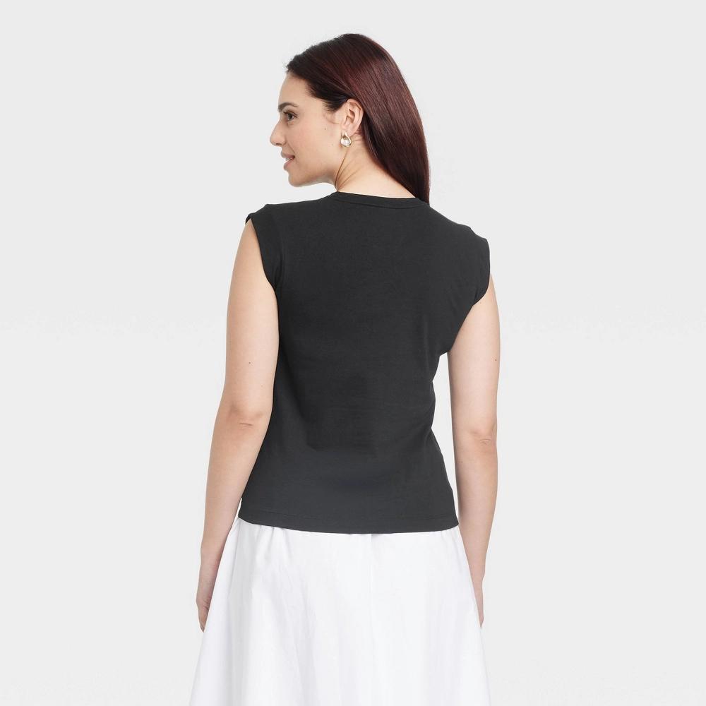 Women's Extended Short Sleeve T-Shirt - A New Day™ Black XS: Cotton Crew Neck Pullover, Midweight Jersey Product Image
