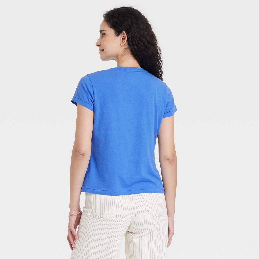 Women's Short Sleeve Pullover Graphic T-Shirt - Universal Thread™ Blue S: Relaxed Fit, Crew Neck, Jersey Fabric Product Image