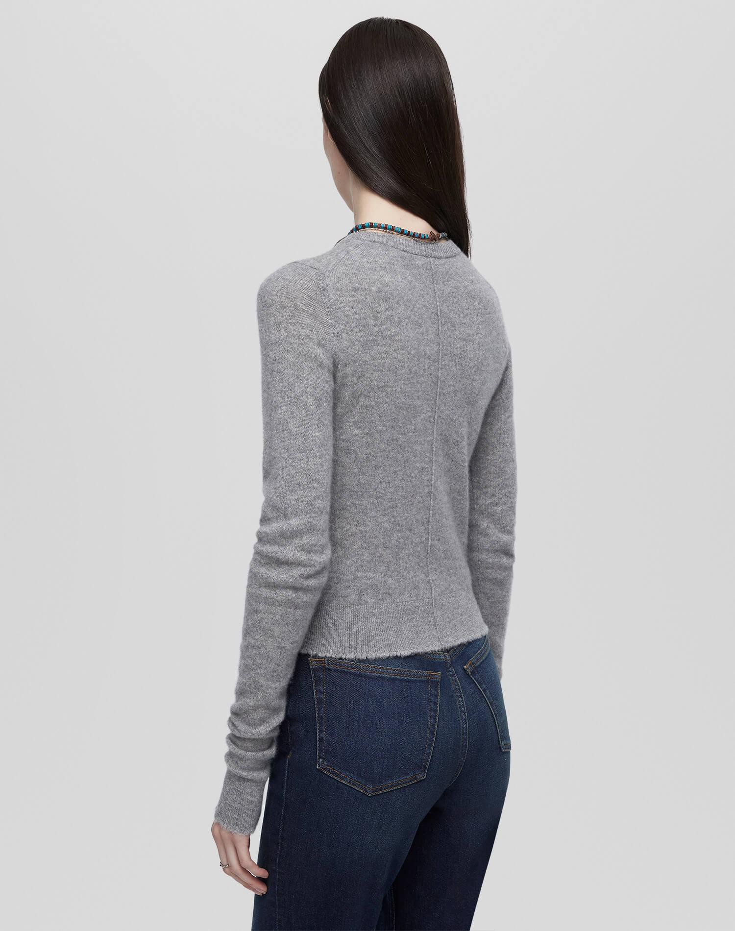 Cashmere Crewneck Cardigan - Grey Heather Female Product Image