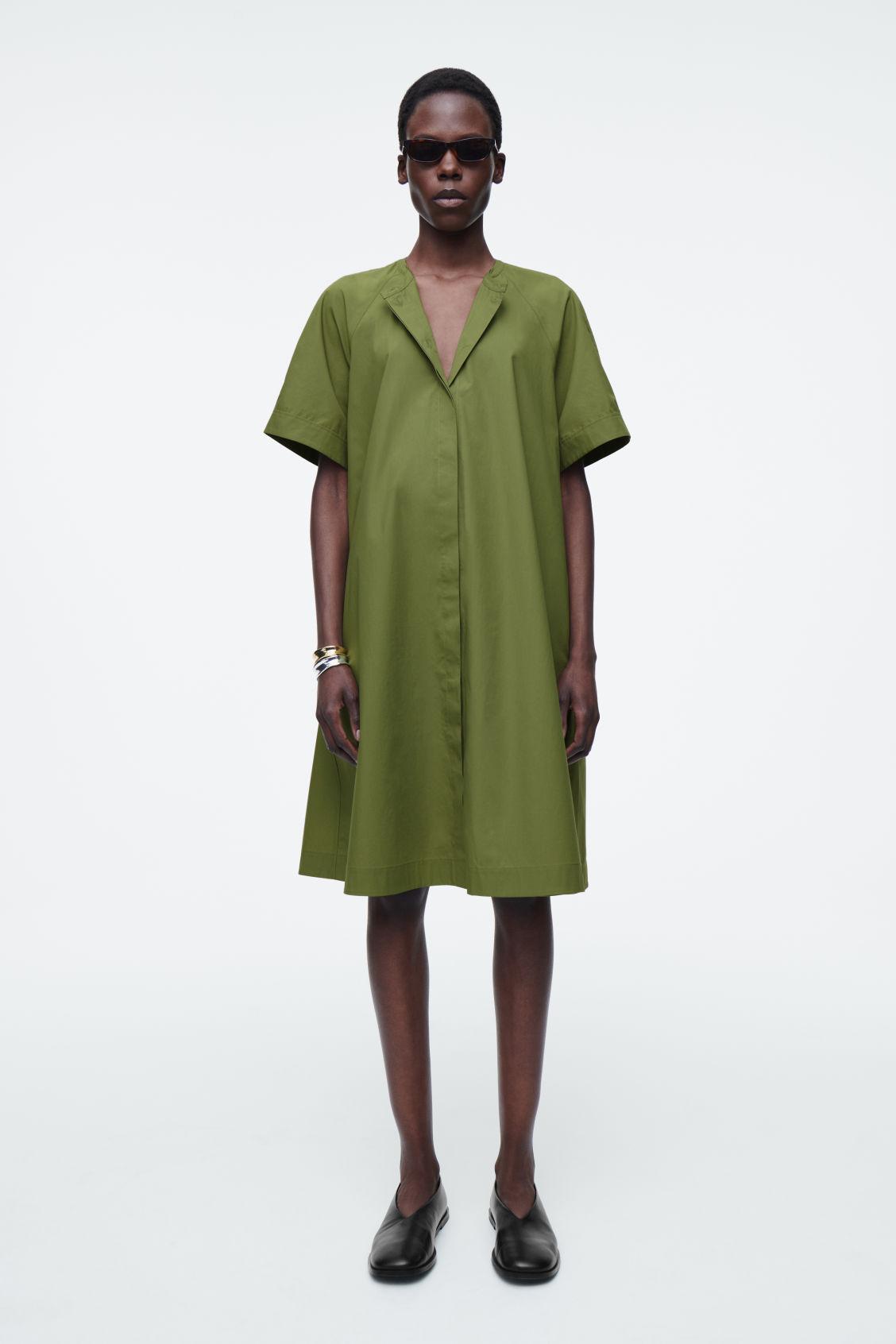 RAGLAN-SLEEVE COTTON MIDI DRESS Product Image
