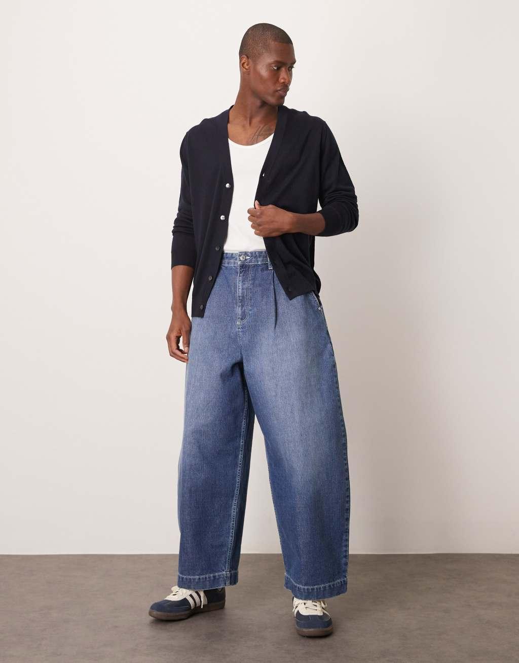 Mango knit cardigan in navy Product Image