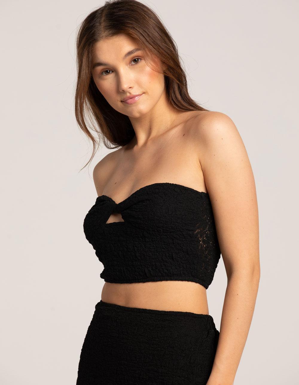 WEST OF MELROSE Textured Womens Tube Top - BLACK Product Image