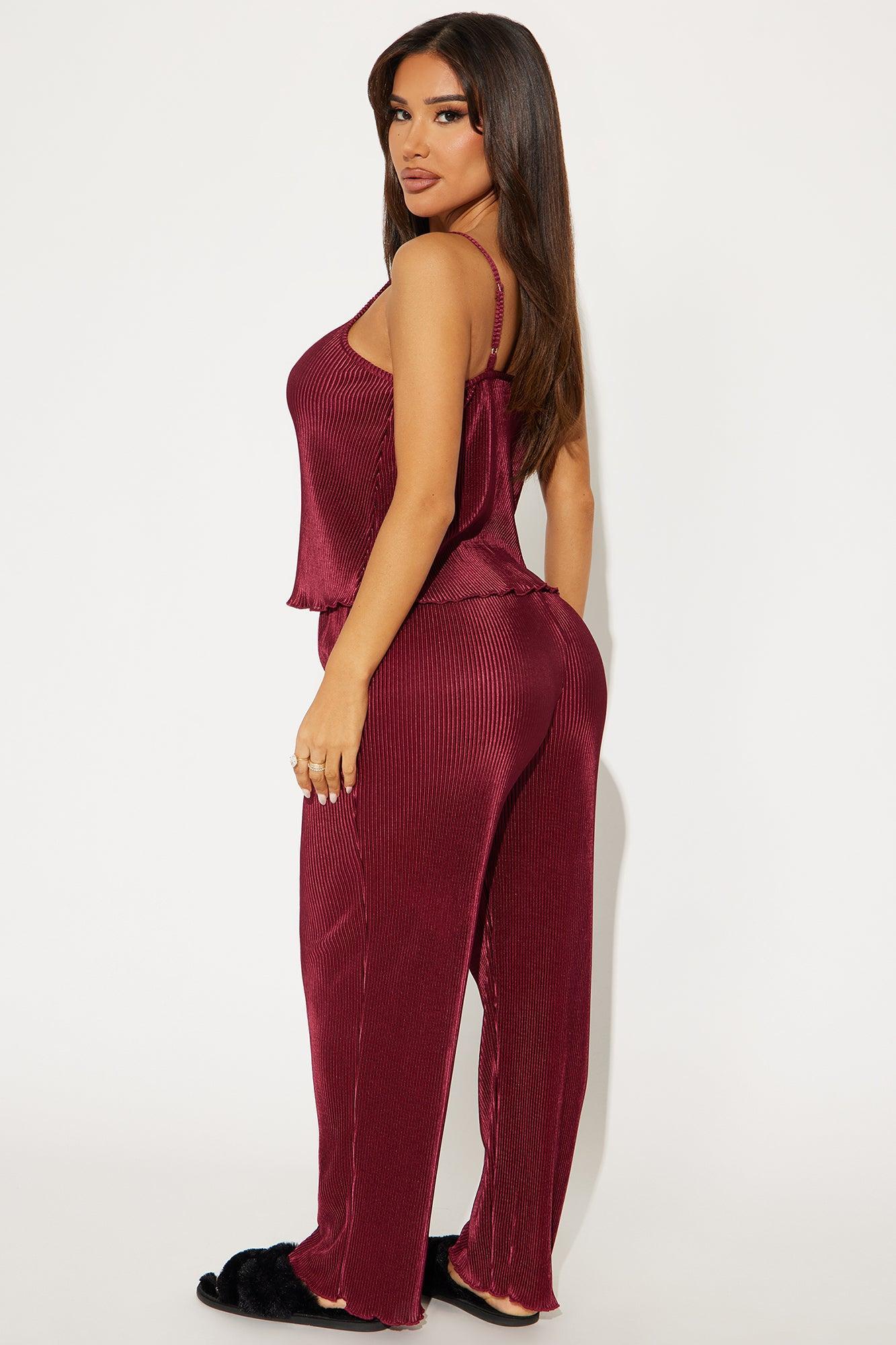 Always Bedtime Plisse PJ Pant Set - Wine Product Image
