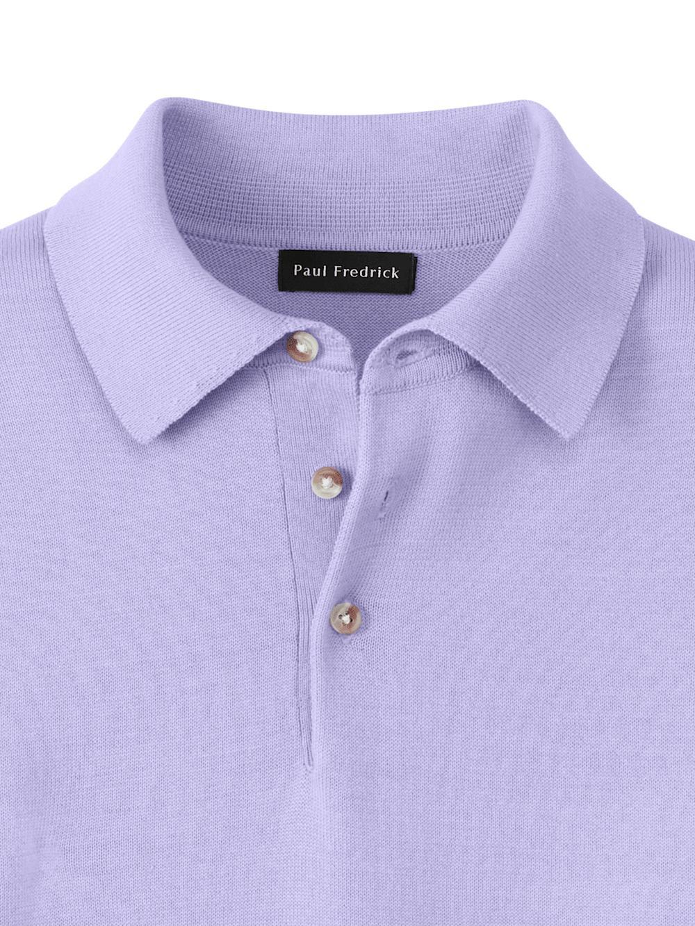 Supima Cotton Three Button Polo - Lavender Product Image