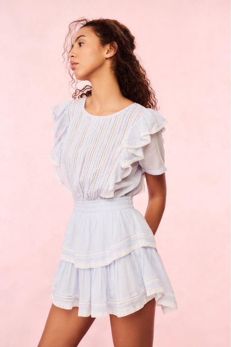 Natasha Blue Cotton Mini Dress - BABY BLUEBELL / XL Product Image