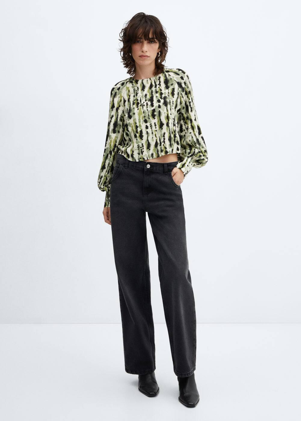 Mango Womens Bow Printed Blouse Product Image