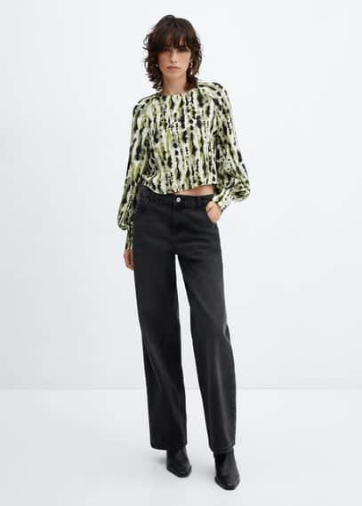 Mango Womens Bow Printed Blouse Product Image