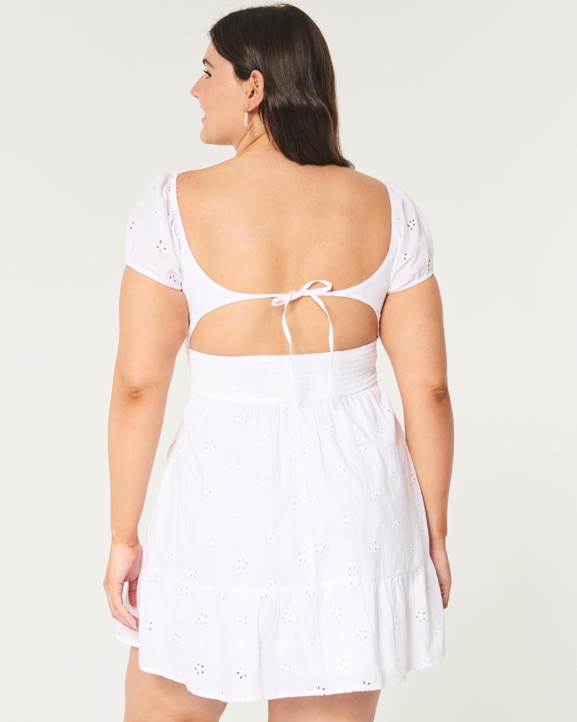 Short-Sleeve Channeled Waist Mini Dress Product Image