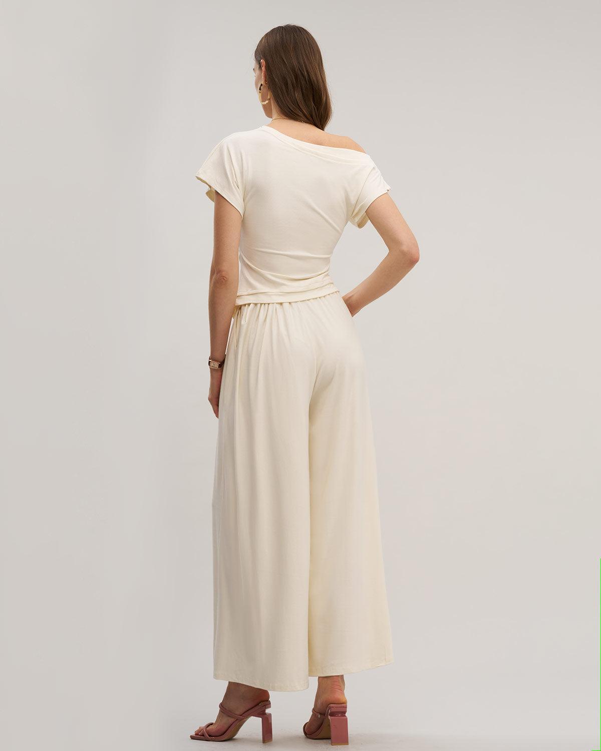 Apricot Wide Leg Pants Sets Product Image