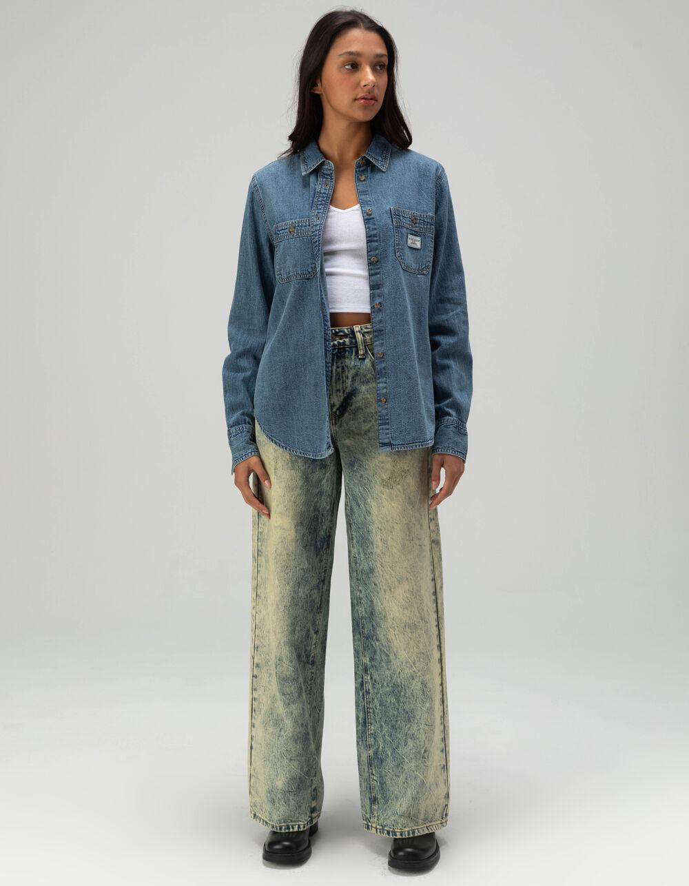 GUESS JEANS Long Sleeve Denim Button Up Womens Shirt - DENIM Product Image